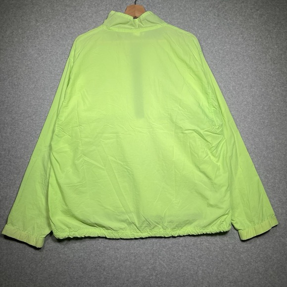 Vtg Italian Club By Aldo Gianne Neon Green Pullover 1/2 Zip Nylon‎ Windbreaker - Picture 2 of 8